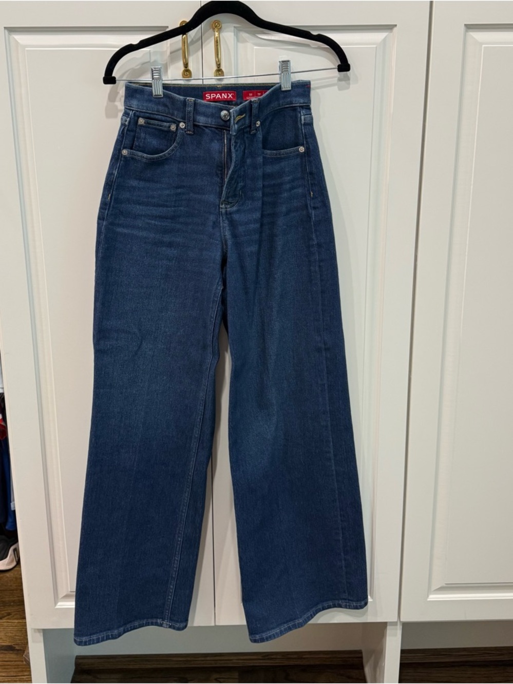 SPANX Dark Blue High-Rise Wide-Leg Jeans